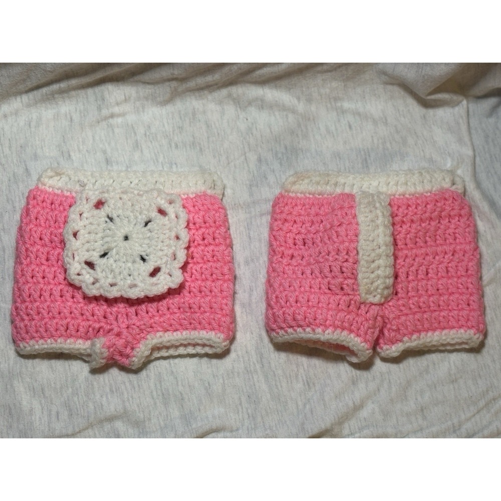 Vintage Handmade Crochet Pot Holder Hot Pads Pink W/white His & Hers Briefs
